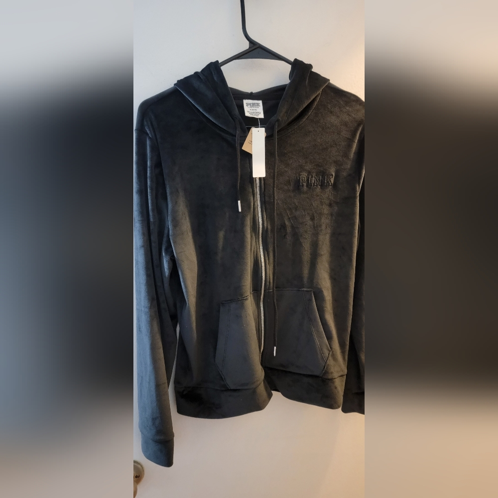 Victoria Secret Pink Velour Zip Up Hoodie.